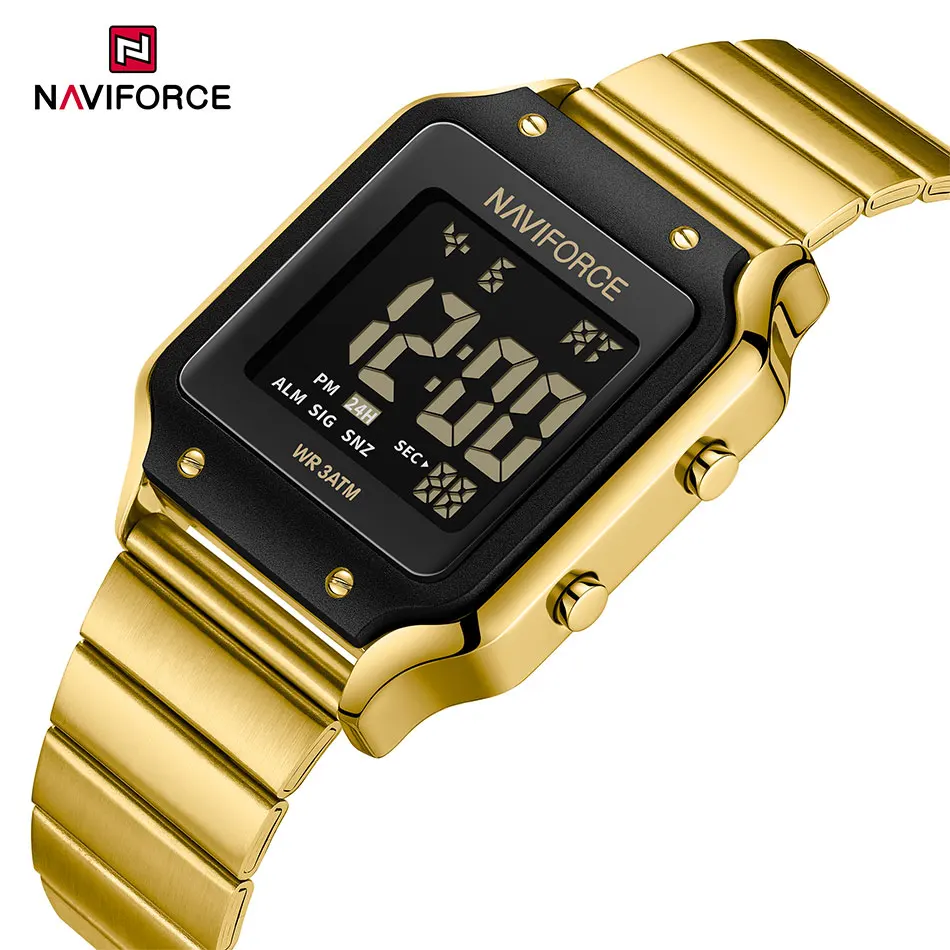 NAVIFORCE Women Retro Watch Business 30m Waterproof Multi-function Electronic Watch Fashion Steel Band Clock Relogios Masculino