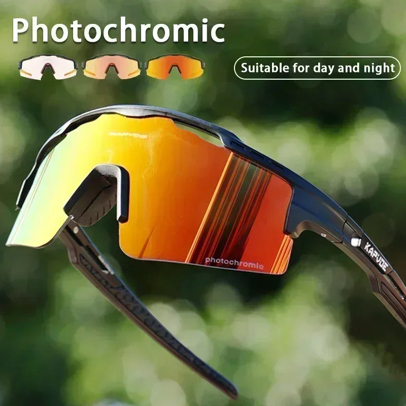 

KAPVOE Red Photochromic Cycling Sunglasses Outdoor Sports Glasses for Men Bicycle Eyewear MTB UV400 Women Road Bike Goggles