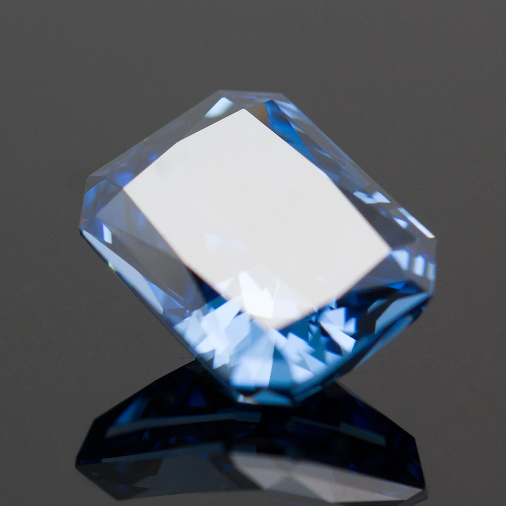 Sapphire Blue Crushed Ice Cut Cubic Zirconia High Carbon Diamond Radiant Shape Lab Zircon CZ 4K Cutting 5A+ Quality