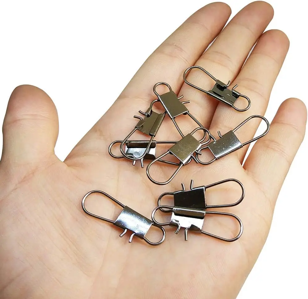 PRO BEROS 50Pcs High Strength Fishing Snap Clip Interlock Stainless Steel Safety Snaps Quick Change for Saltwater Freshwater