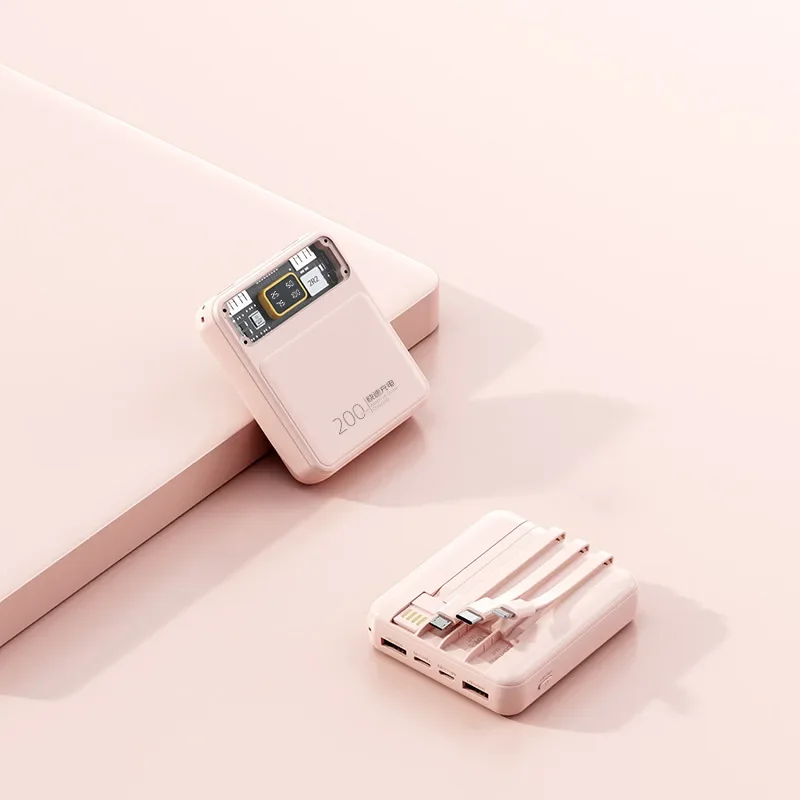 สําหรับIPhone Xiaomi 4 In 1 สายโทรศัพท์มือถือPower Bank 20000MAhแบตเตอรี่ภายนอกขนาดใหญ่MiniแบบพกพาPower Bank Fast CHARGING