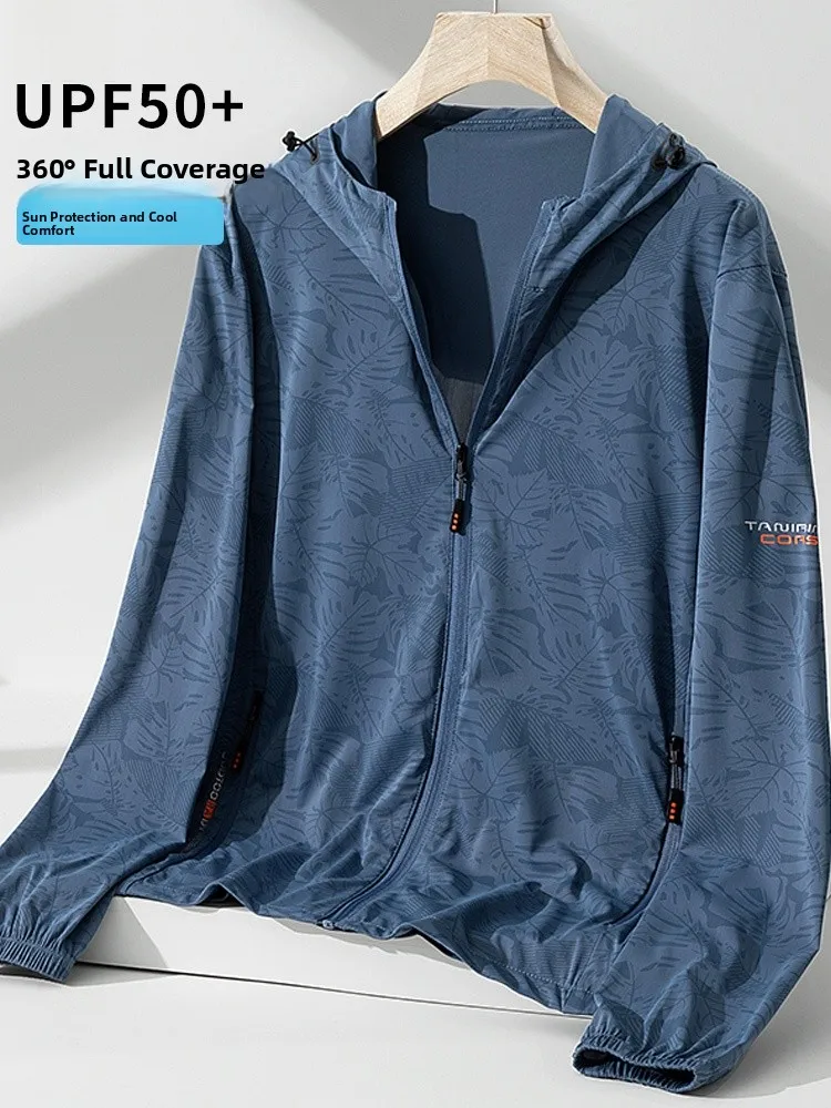 

Men's Summer Ice Silk Thin Breathable Outerwear Fiing Outdoor UV Protection Clothing Loose Fit Zipper Decoration Long Sve
