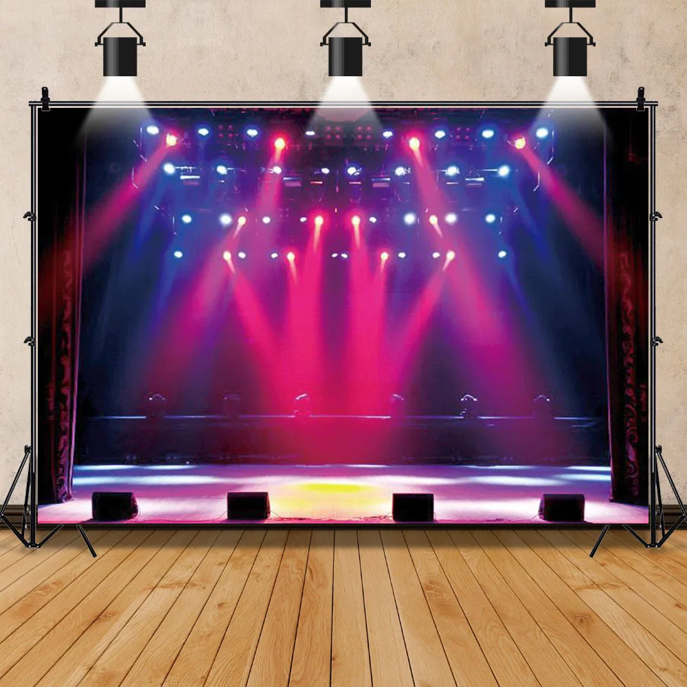 Laeacco Musical Play Stage Concert Spotlight Fantasy Polka Dot Light Bokeh Scenic Photographic Background Photo Backdrop Photo