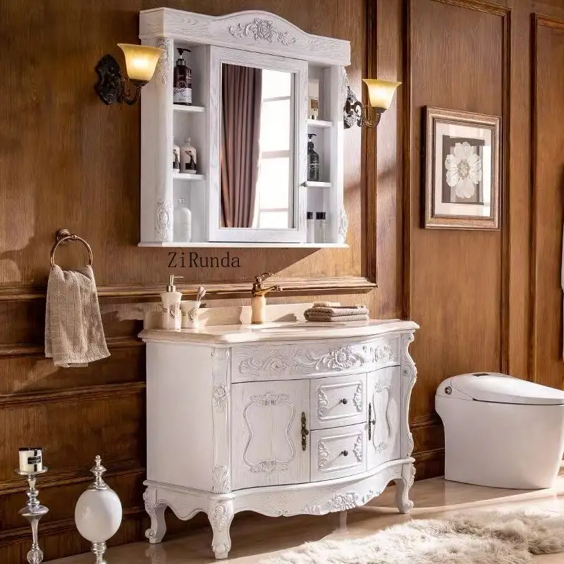 Bathroom Cabinet Red Oak Bathroom Cabinet Toilet Sink Washbasin Mirror Cabinet Combination view 5