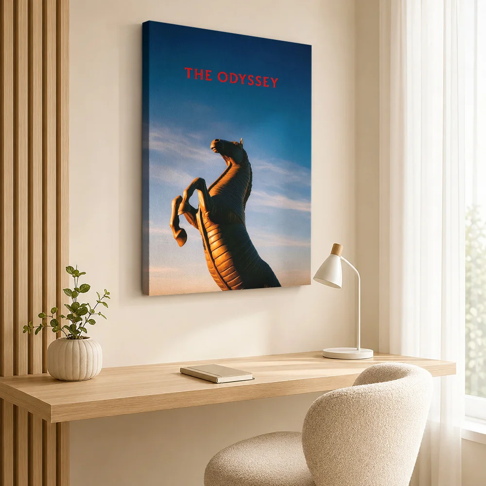 The Odyssey Kelpie Statue Framed Canvas Poster Personalized Photo Painterly Wall Art For Film Screening Room, Movie Buff Gift