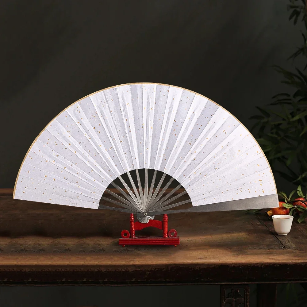 Chinese-style Ancient Wind Stainless Steel Fan for Self-defence Tai Chi Metal Folding Fan Kung Fu Craft Home Desktop Ornament