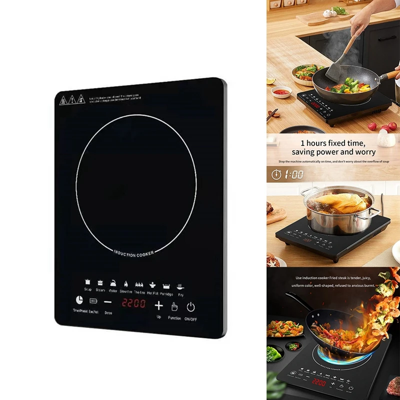 

EAS-Portable Induction Cooktop 8Temp Touch Burner Cooker Countertop Burner Induction Hotplate Low Noise 2200W Sensor