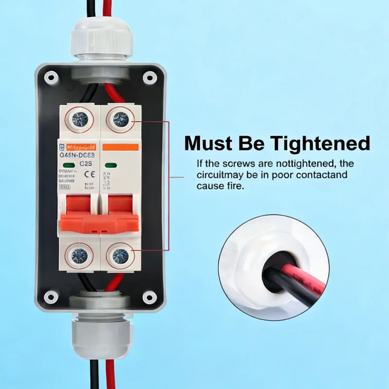 2P Waterproof DC Circuit Breaker Miniature Circuit Breaker IP65 PV Combiner Box Switch