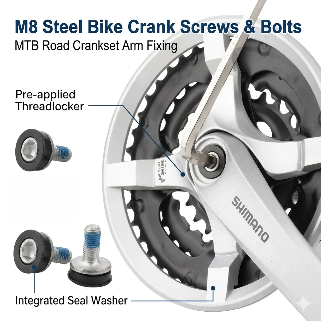 

M8 Steel Bike Crank Screws Hex Socket Bicycle Bottom Bracket Axle Bolts MTB Road Crankset Arm Fixing Bolt Cycling Parts