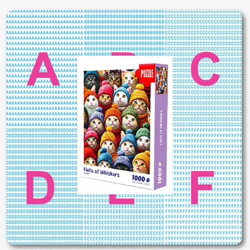 Grand puzzle, cadeau pour les amoureux des chats Puzzle 1000 pièces : Collection de chats adorables en chapeaux Grand 70 x 50 cm (27,5 x 19,7 pouces)