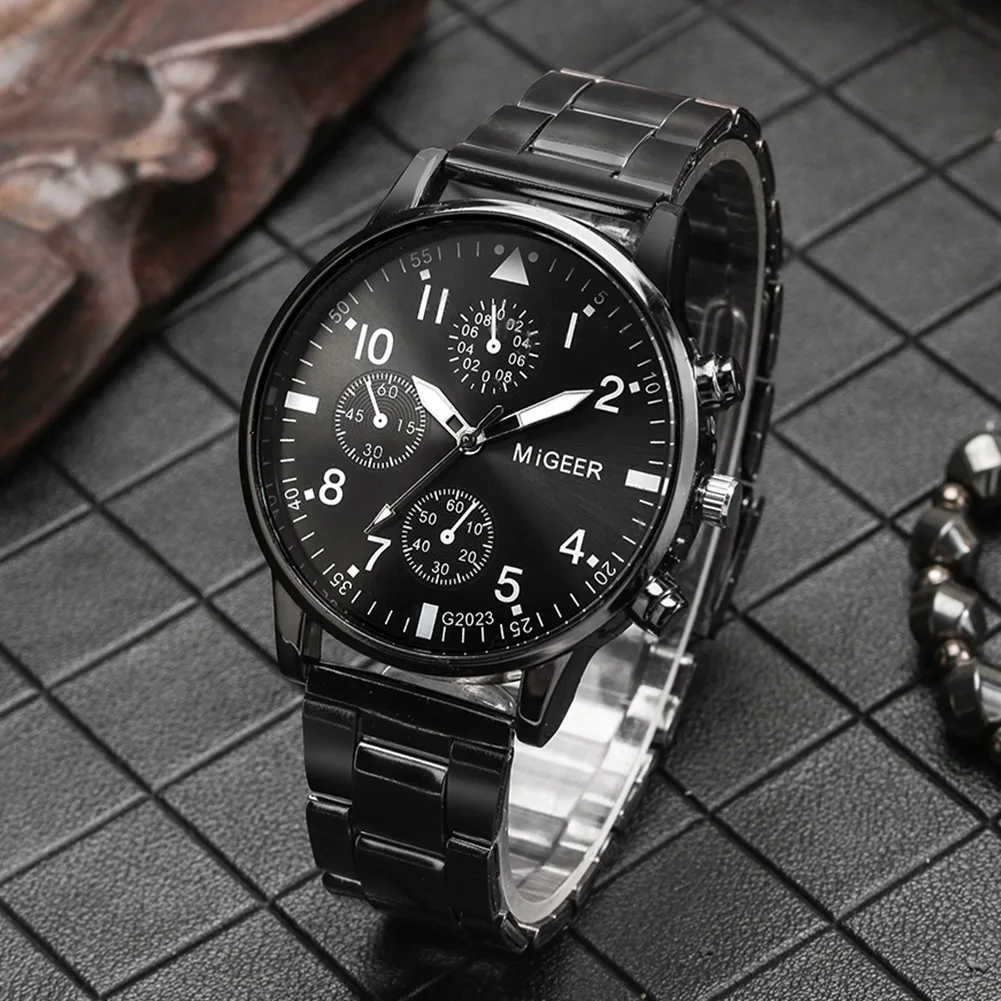 New Fashion Men Watch Bracelet Set Black Gift Box Three Dial Decoration Quartz Watch Set for Men Relogio Masculino Drop Shipping