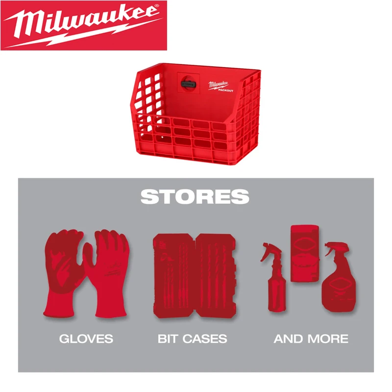 Milwaukee 48-22-8342 PACKOUT™ Compact Wall Basket Load Bearing 20 Pounds Deposit Drill Bit Box Glove Spare Parts