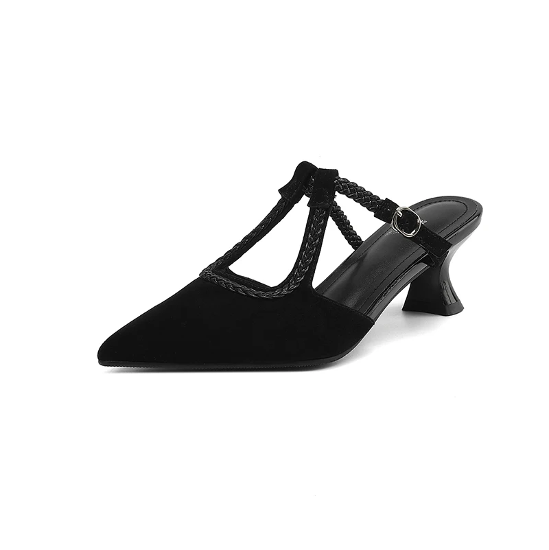 Leopard Women High Heels Slippers Summer New  Pointed Toe Heeled Shoes Mules Sexy Sandals Trend Party Pumps Woman Zapatos