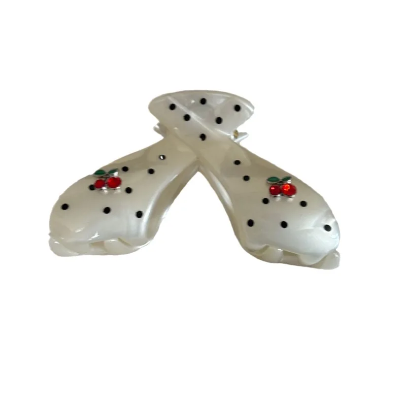 Sweet girly polka dot cherry grab clip hair grab hair accessories high value Mori versatile back head shark clip hair