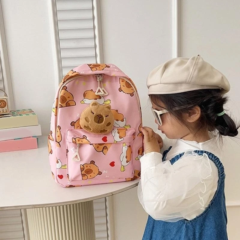 E8FB Capybara Themed Backpack For Students Spacious And Lightweight School Bag Book Bags Suitable For Outdoor Adventures