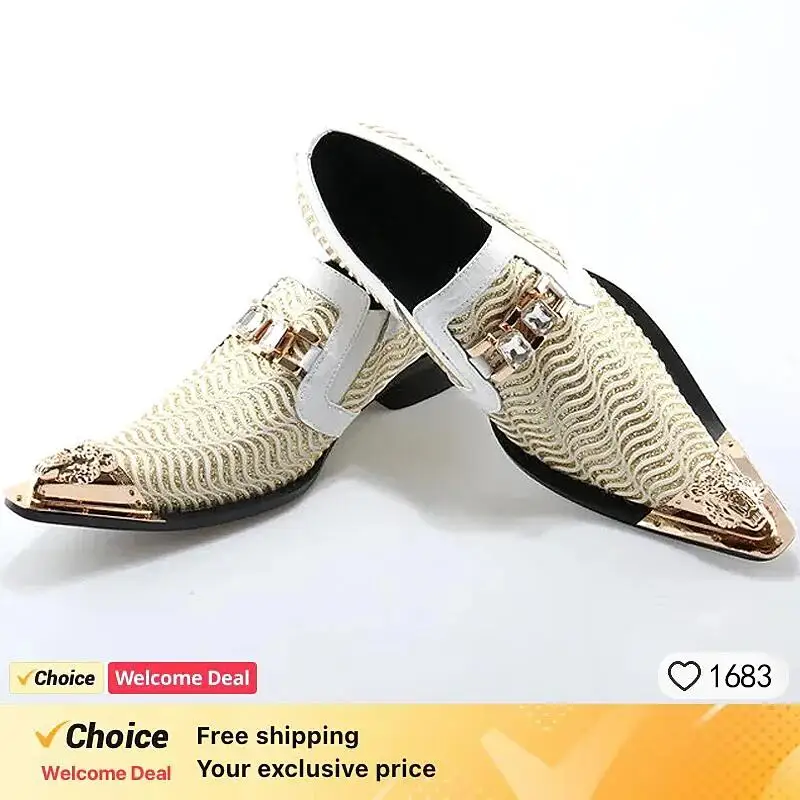 Zapatos de punta puntiaguda de Metal para hombre, calzado de vestir de caballero negro, diseño de cristal de retazos, fiesta de boda, marca personalizada, talla grande