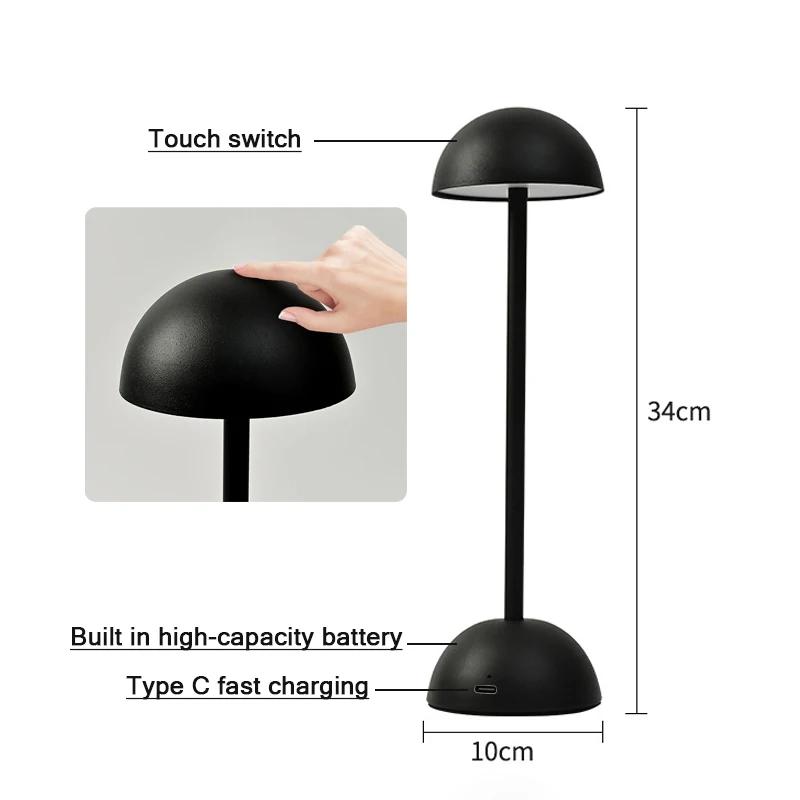 Mushroom Lamp LED Metal Wireless Touch Switch Desk Lamp for Bedroom Bedside Matte Atmosphere Night Light Table Lamp LED Light