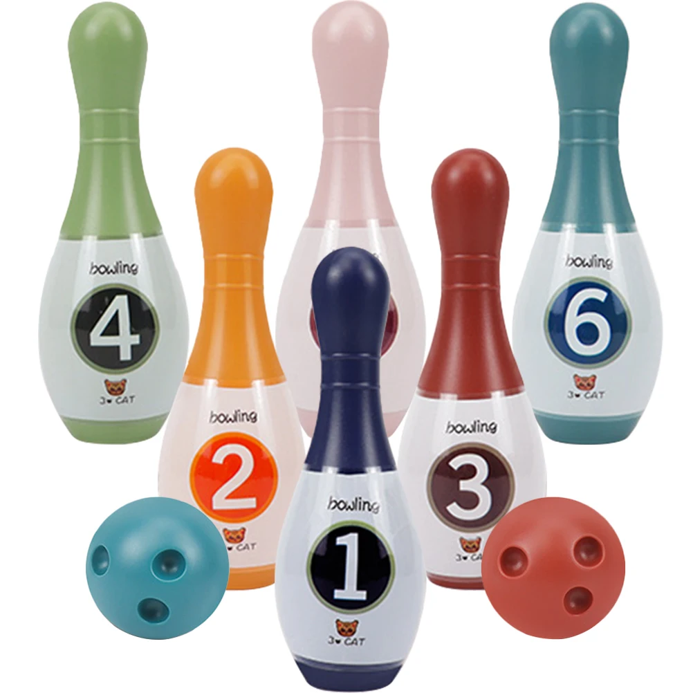 1 Set Bowling Toys Kids Indoor Sports Toys Children Bowling Pin Bowling Balls Games Kids Colored Bowling Pin Bowling Balls Toys