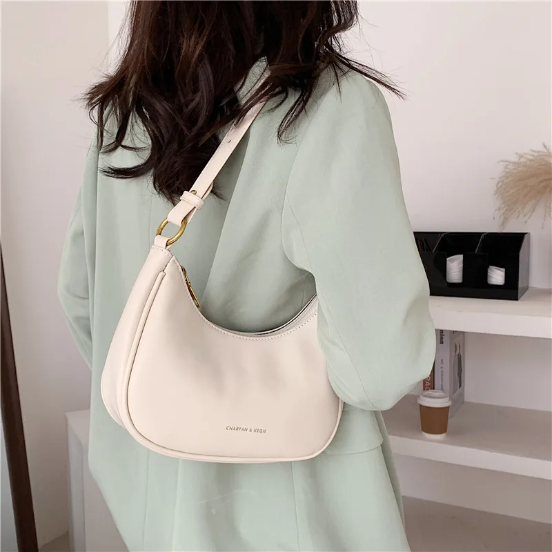 White Half Moon Armpit Bag Women\'s Summer New Trendy Premium Crossbody Bag Versatile Ins Super Hot Shoulder Bag handbags