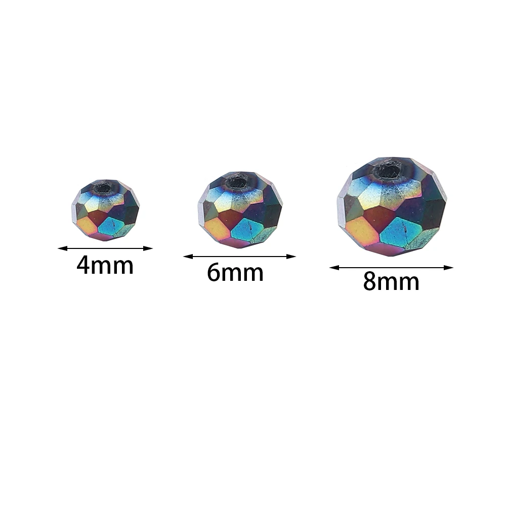 100-200pcs 4/6/8mm Faceted Glass Beads Transparent Colorful Crystal Loose Spacer Beads For DIY Jewelry Making Necklace Bracelets