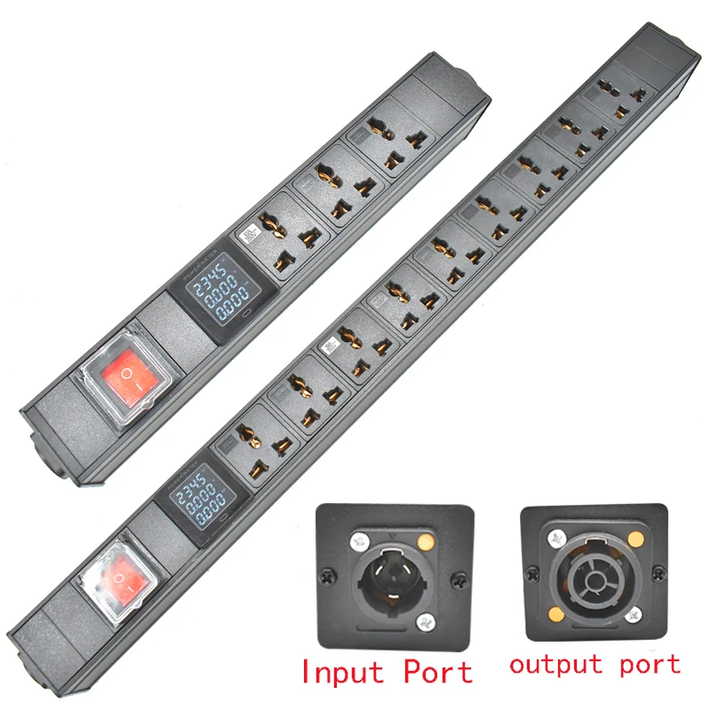 

PDU power strip aviation plug 10A universal socket 2-9AC socket, with ammeter and surge protection socket