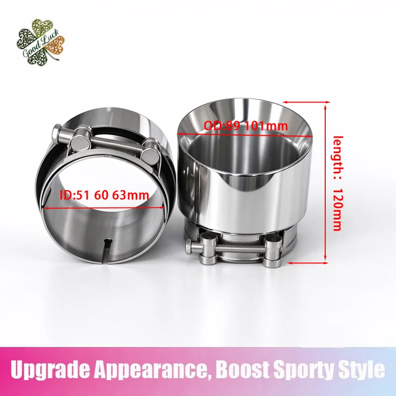 1Pcs Universal Exhaust Tip Car Modify Exhaust Pipe Nozzle Decoration Stainless Tail Pipes Muffler Car Accessories Silver
