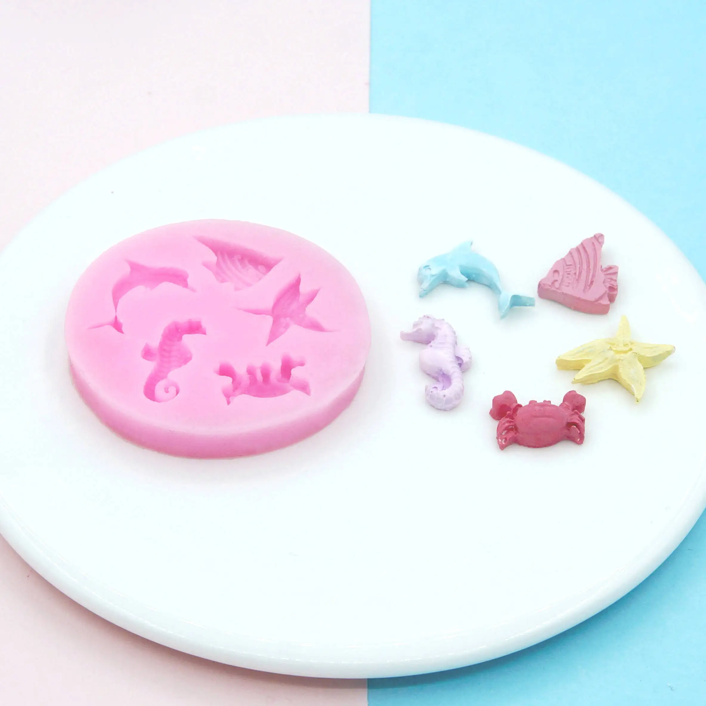 Fondant Chocolate Moulds 3D Dolphin Crab Fish Seahorse Starfish Silicone Mold for cake decorating tools