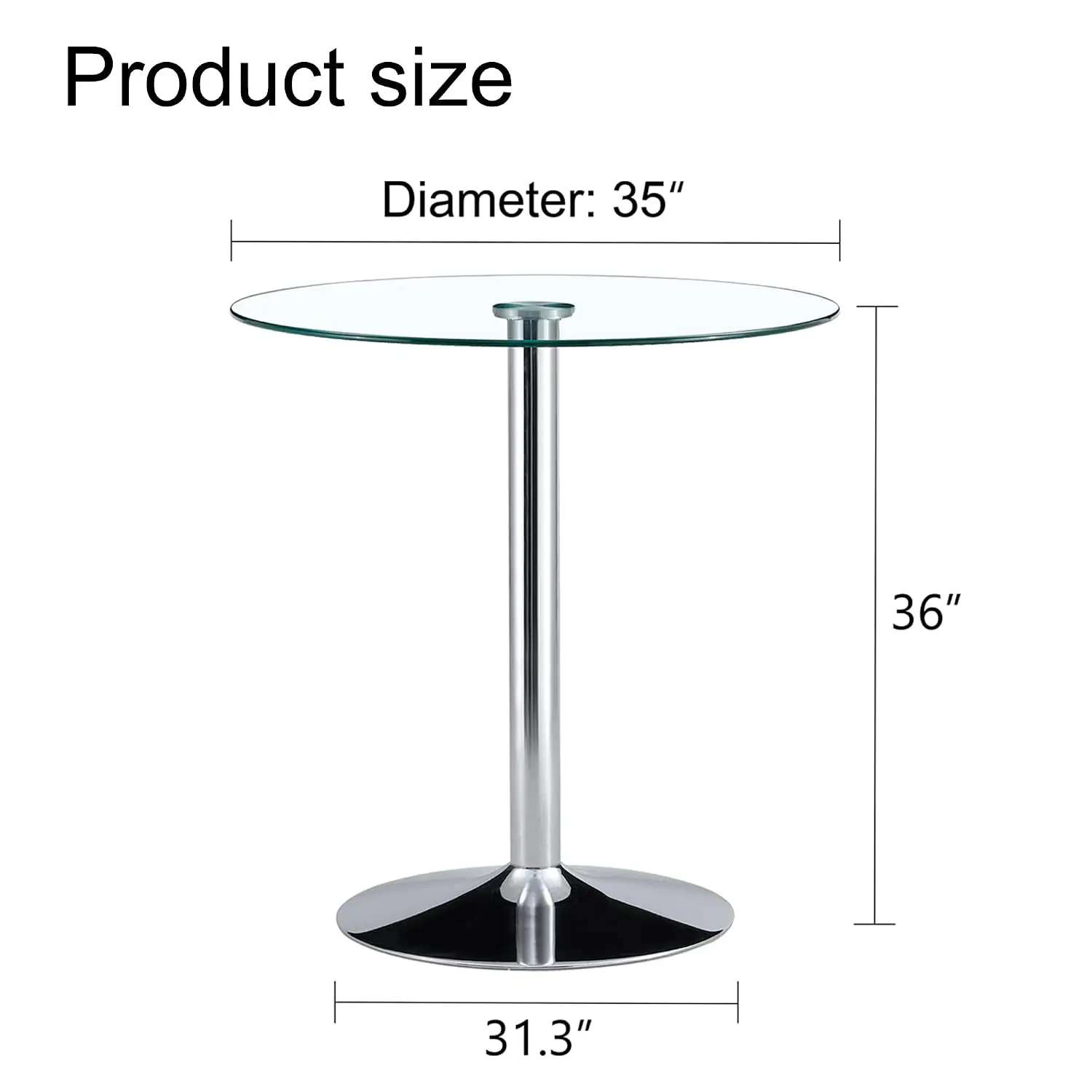 Round Glass Bar Height Table,35