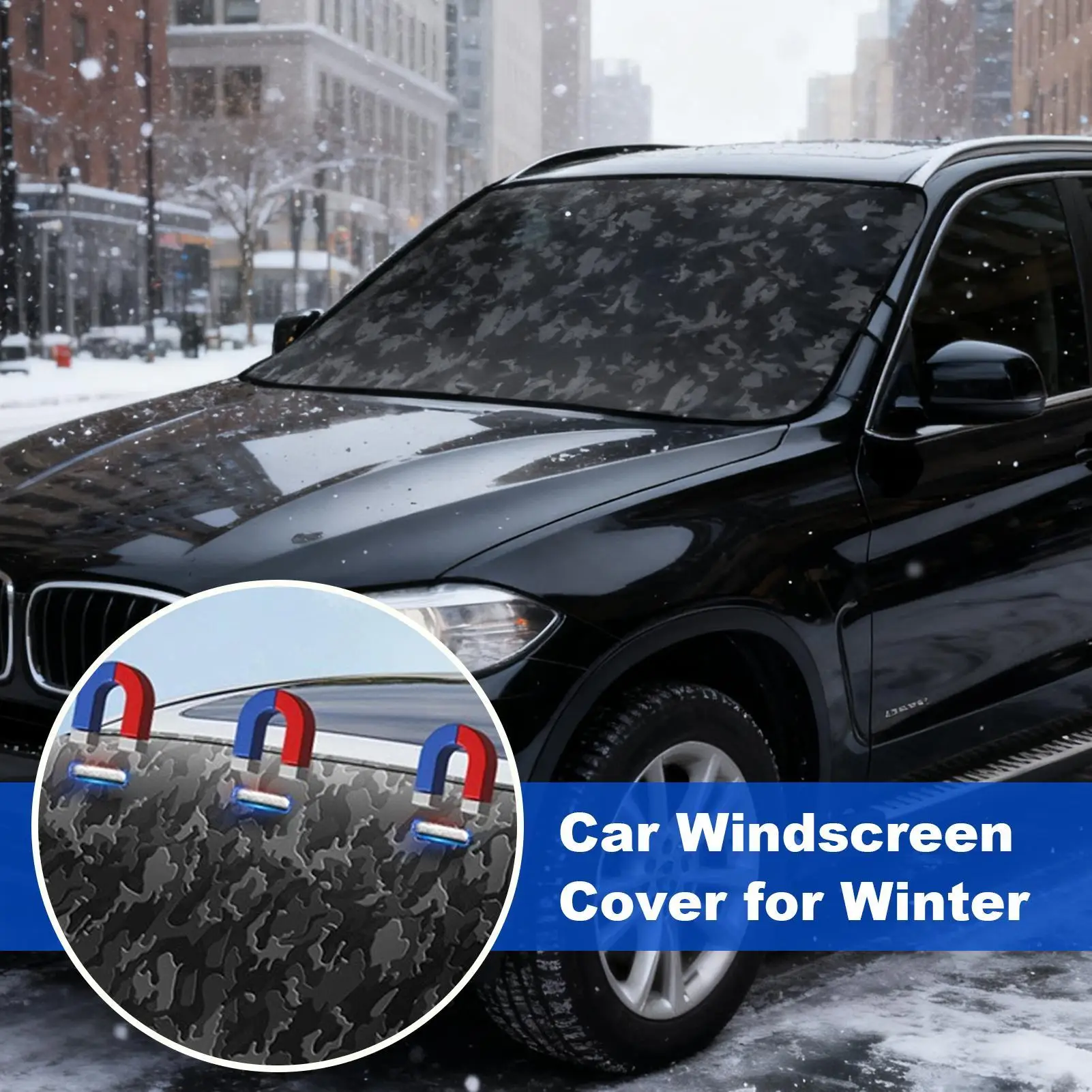 

Зимний снежный чехол на лобовое стекло автомобиля, защитный чехол от морозного льда и снега, ветрозащитный невидимый магнитный автомобильный чехол, противоснежный чехол