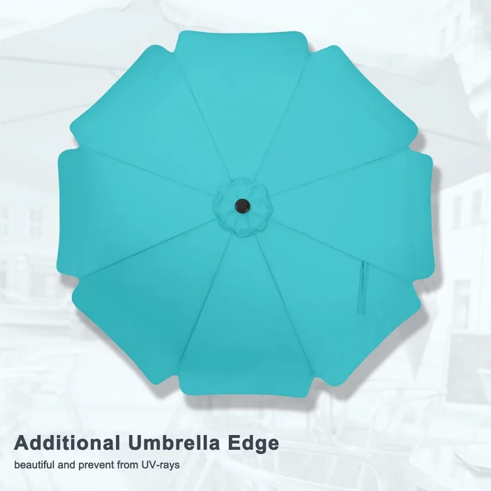 9ft Turquoise Patio Umbrella with 8 Ribs for Outdoor Table Market, Durable and Stylish