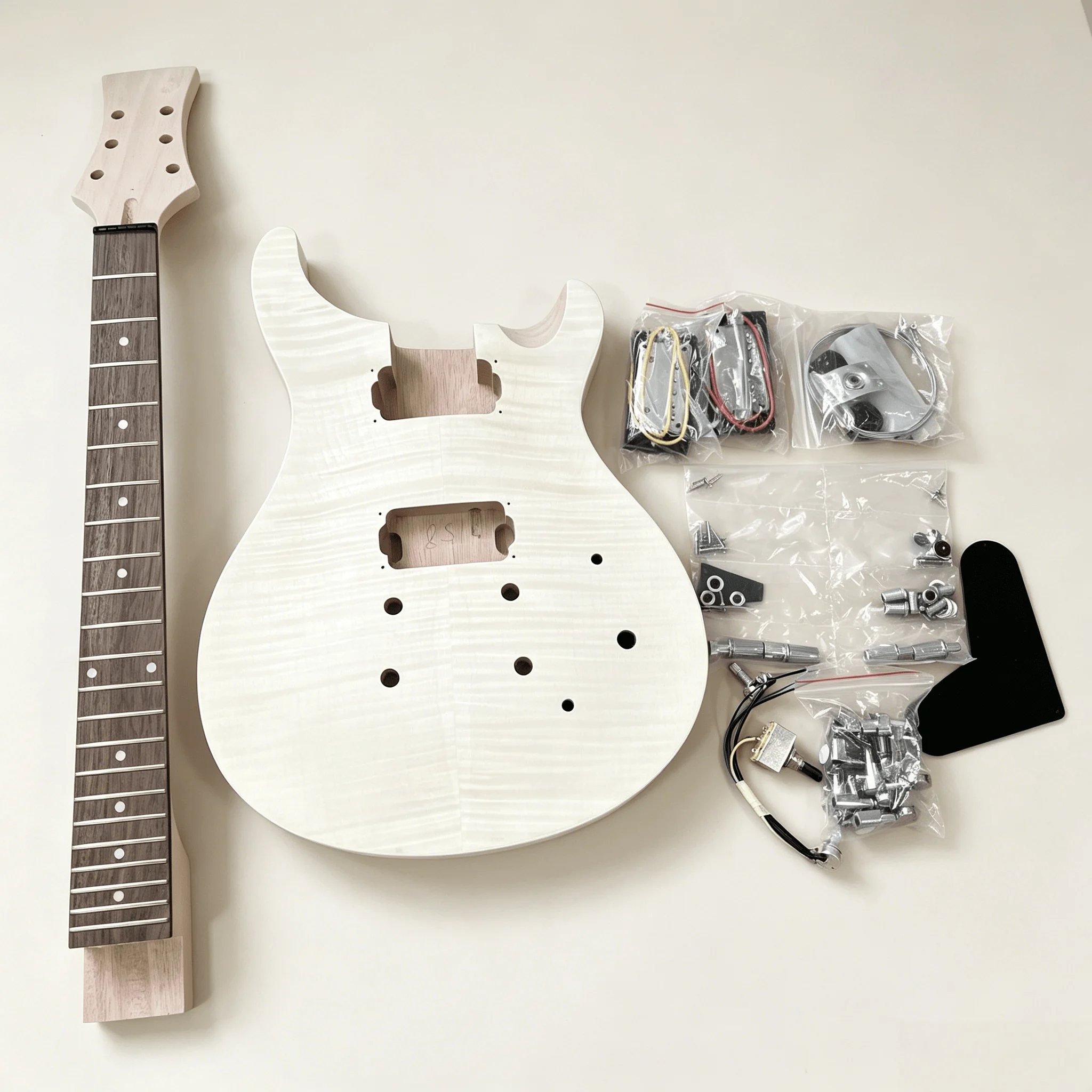 Build Your Own DIY Electric Guitar Kit Flamed Maple Top Body Rosewood Fretboard Neck Full Hardware Pickups Set Free Shipping