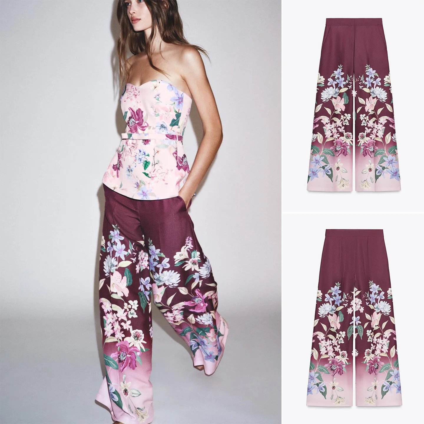 High Waist Casual Loose Floral Print Long Pants New Design Autumn Collection Comfortable Straight Leg Trousers for Women