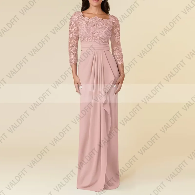 Customized Long Dusty Rose Mother of the Bride Dresses with 3/4 Sleeve Evening Gowns vestidos para madre de novia 2024