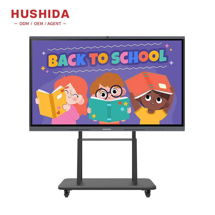 HUSHIDA 86 Inch Interactive Board Movable Stand All In One Whiteboard Dual System White Board Device