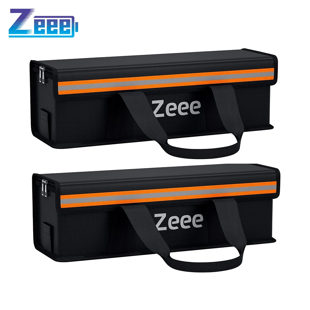 2pcs Zeee E-Bike Battery Bag Lipo Safety Bag Safe Guard Fireproof Explosionproof Large Safety Box Easy Storage for Lipo Battery