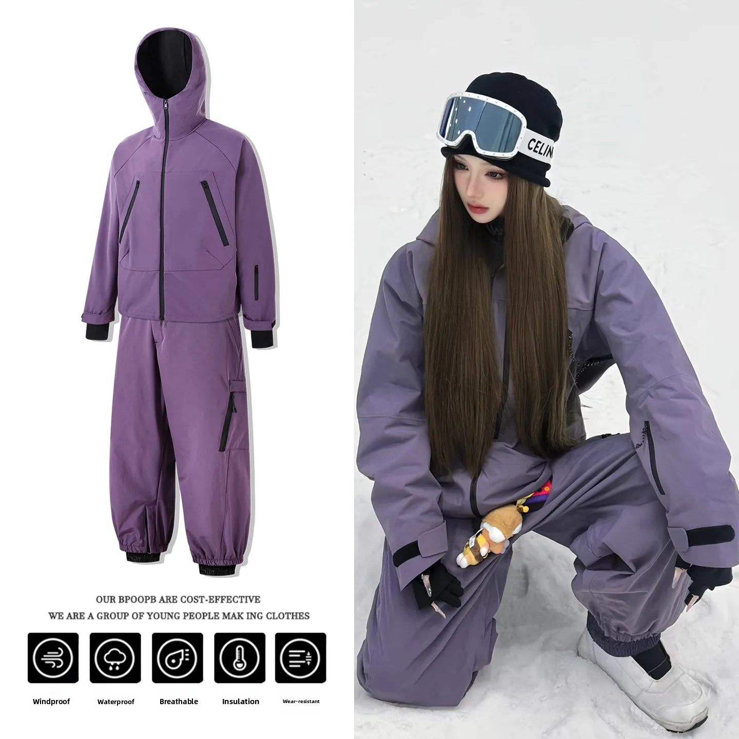 northeast-outdoor-snowboarding-gear-zipper-sle-sport-suit-single-board-snowsuit-waterproof-windproof-breathable-polyester