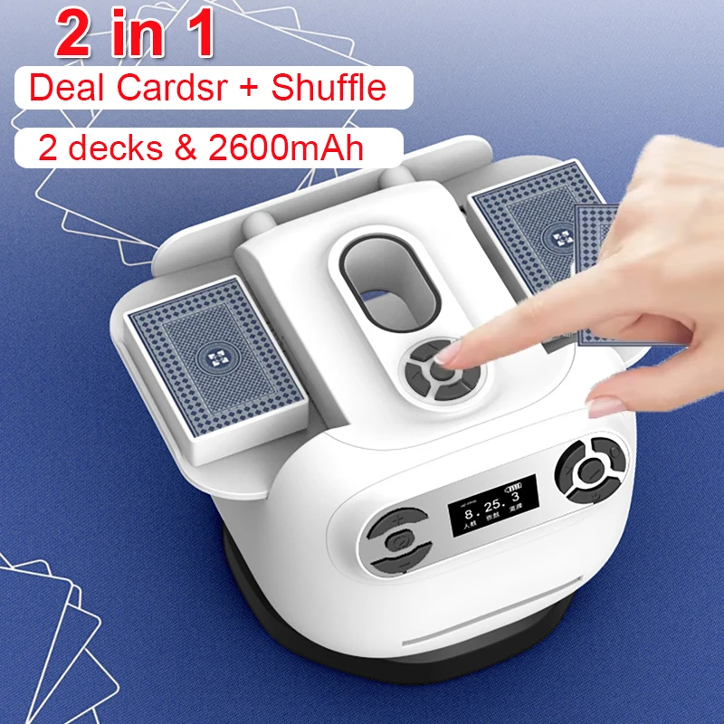 

Party Poker device 2 In 1 Playing Cards Shuffling Dealing Tool 360° Rotating Automatic Card shuffle Dealer Dispenser Machine
