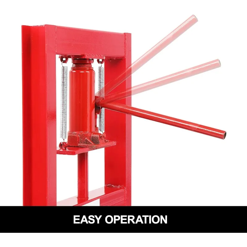 Prasa hydrauliczna warsztatowa 6 ton z płytkami dociskowymi, regulowana wysokość stołu roboczego z ramą H, prasa stołowa do garażu, 48 cm dł. x 38 cm szer.