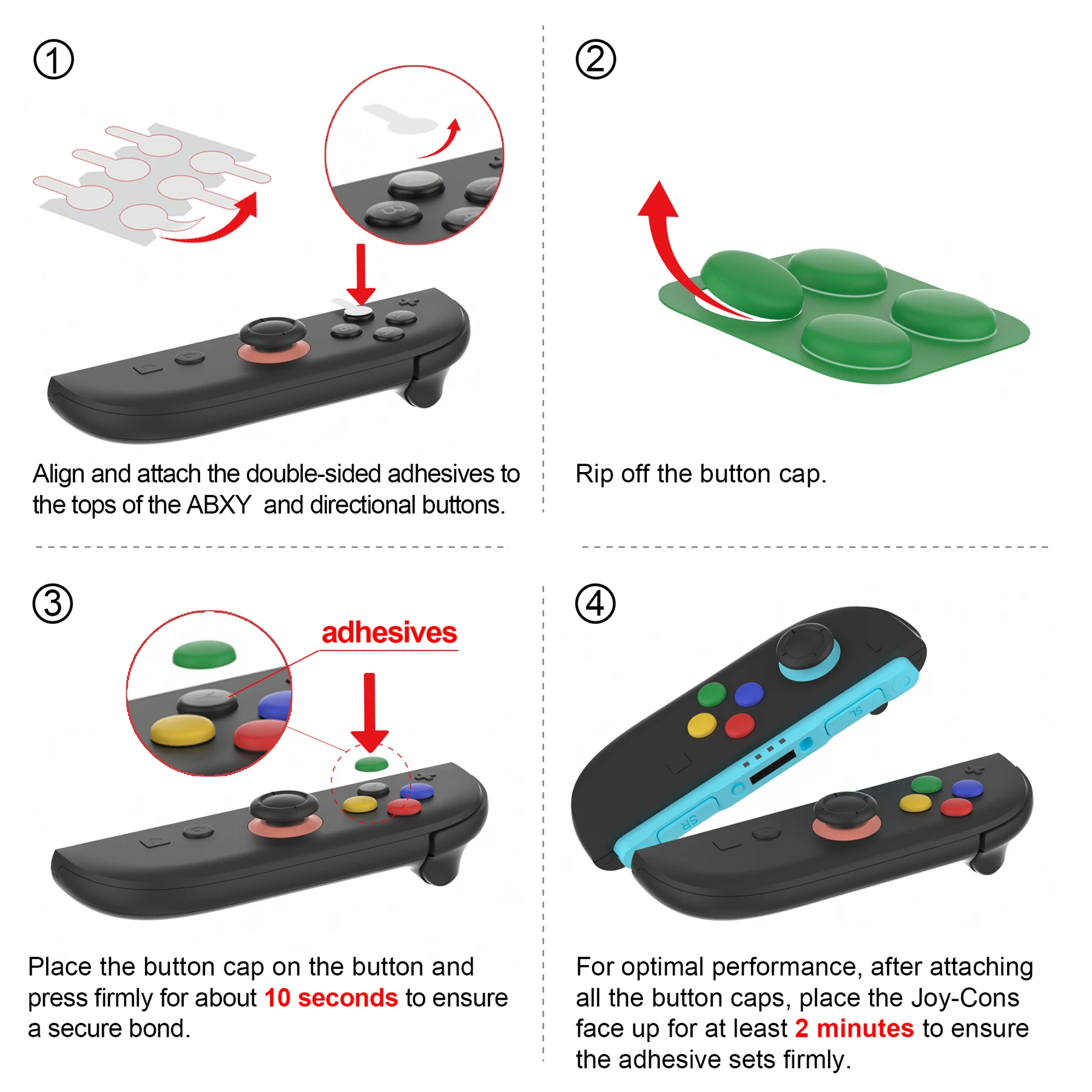 PlayVital Button Caps & Thumb Grip Sets for Nintendo Switch 2 – Silicone ABXY Directional Button Covers & Joystick Caps