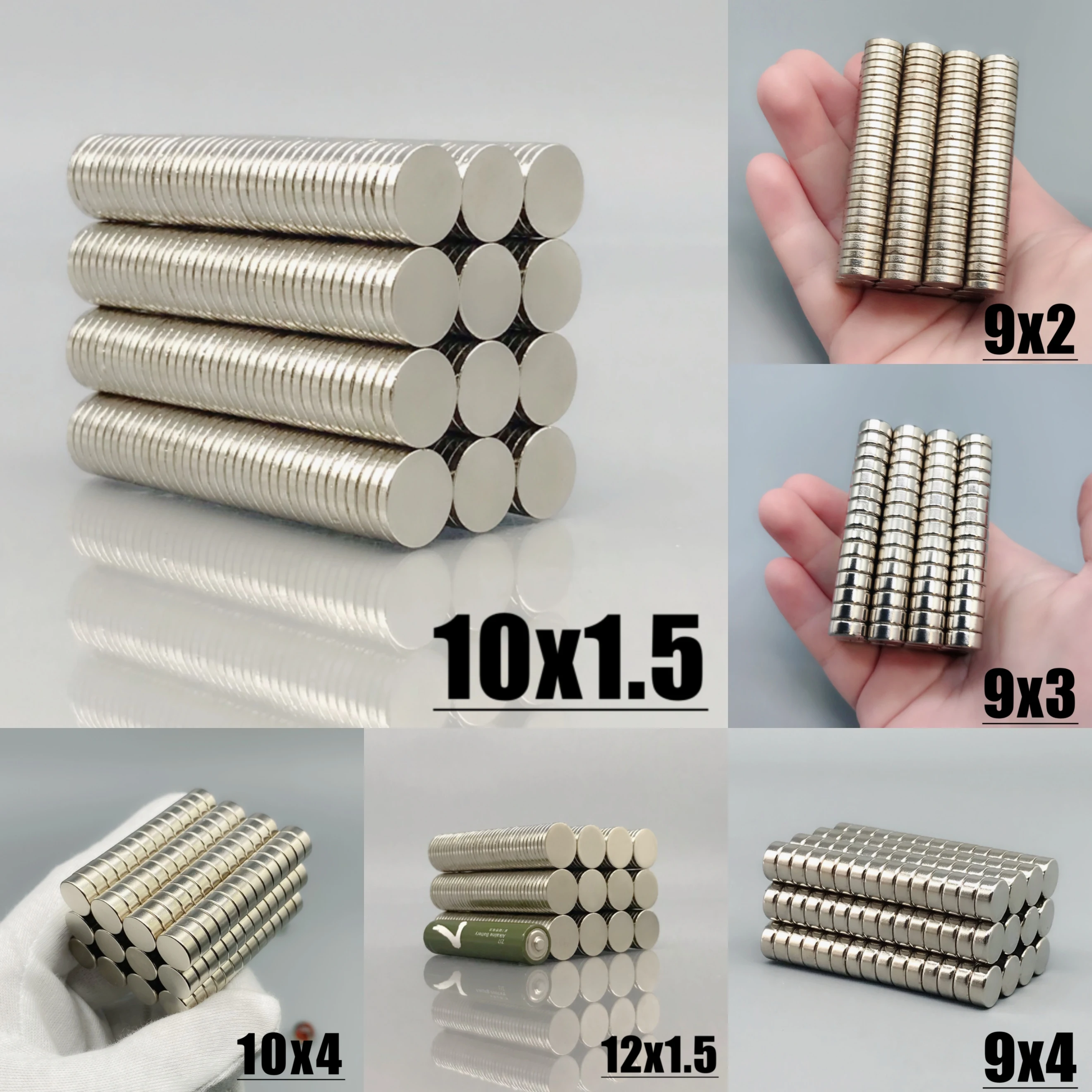 9x2 9x3 9x4 10x1.5 10x4 12x1.5mm Disc Magnets 10-500pcs N35 Neodymium NdFeB Magnet, Fridge & Office & Garage, Magnetic Materials