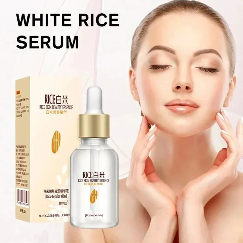 White Rice Gesichtsserum, verkleinert die Poren, aufhellende Aufhellungscreme, Anti-Aging-Linien und Falten für strahlende Haut, feste Pflegeessenz