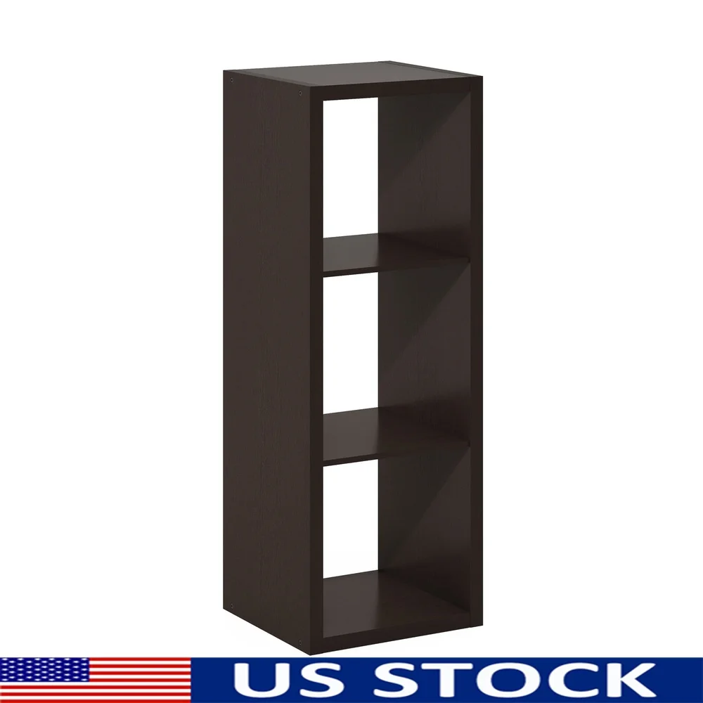 

Modern 3-Cube Open Back Storage Organizer Living Room Home Office Durable Composite Wood Shelving Unit Easy Assembly