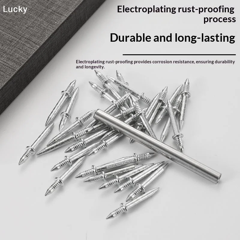 100/50Pcs Double Headed Nail Skirting Board With 1 Sleeve Rust-Proof Nails Wood No Trace Fixator Woodworking Tools