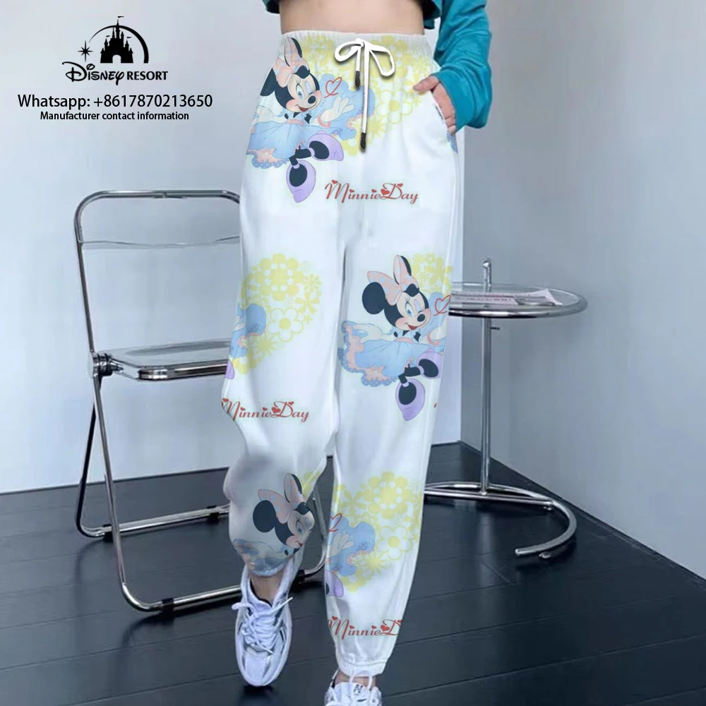 Mickey Minnie and Stitch cartoon print autumn hot sale women's fashion casual jogging sports pants street style drawstring pants