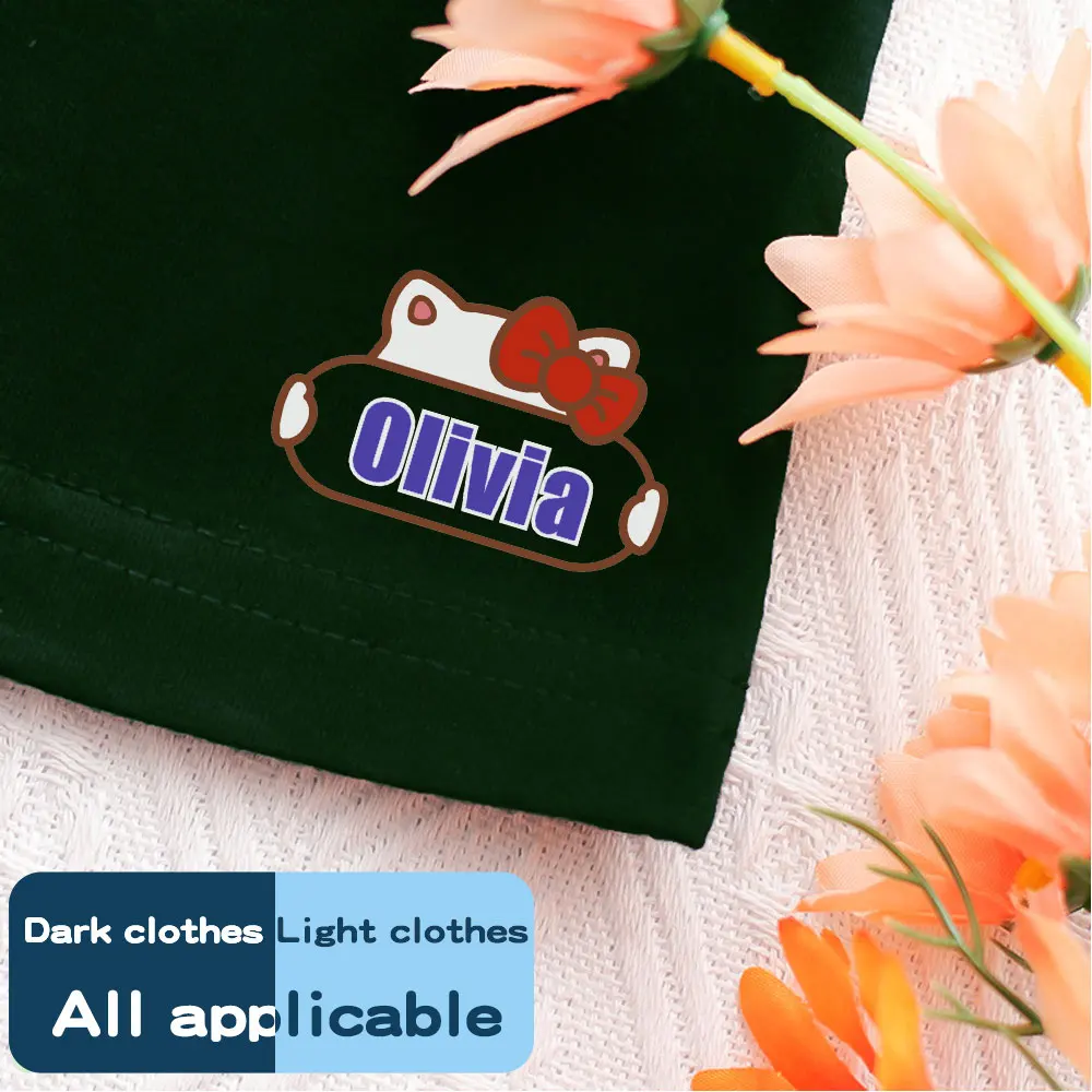 Custom Iron on Name Sticker Personlized Heat Transfers for Clothes Stickers Print on T-Shirt Tag Hoodies Patches Clothing Label view 3