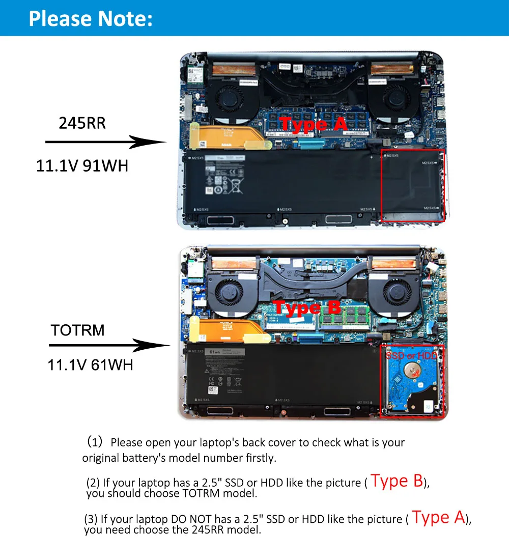 ETESBAY TOTRM/245RR แบตเตอรี่แล็ปท็อปสำหรับ Dell XPS 15 9535 9530 P31F001 Precision M3800 7D1WJ H76MV 0H76MY Y758W 5495MAh/61WH