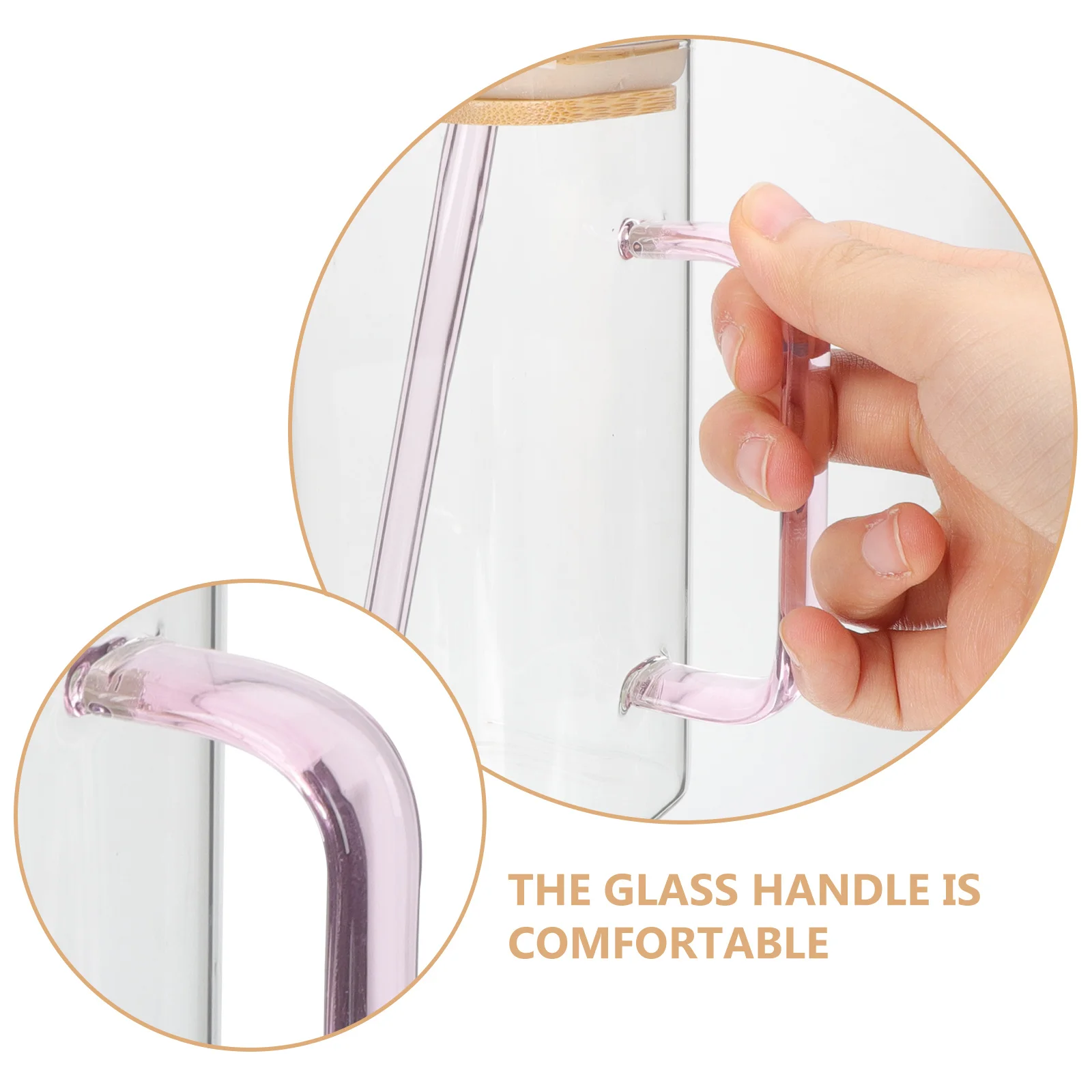 

Clear Glass Cup with Bamboo Lid and Handle Dishwasher Safe Multi-Function Beverage Cup for Milk Juice Water Mug