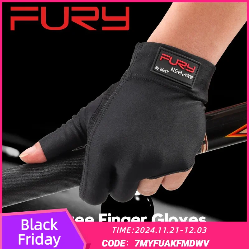 Original FURY Gloves Billiard Gloves Blue/Black Non-slip Lycra Fabric Pool Gloves Snooker Glove Billiard Accessories