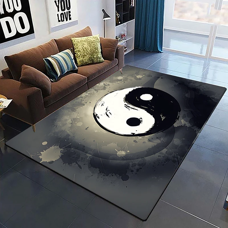 Modern Chinese Koi Tai Chi Yin Yang Area Rug Living Room Carpet for Children Play Home Deco Anti-slip Floor Mat and Carpets Gift