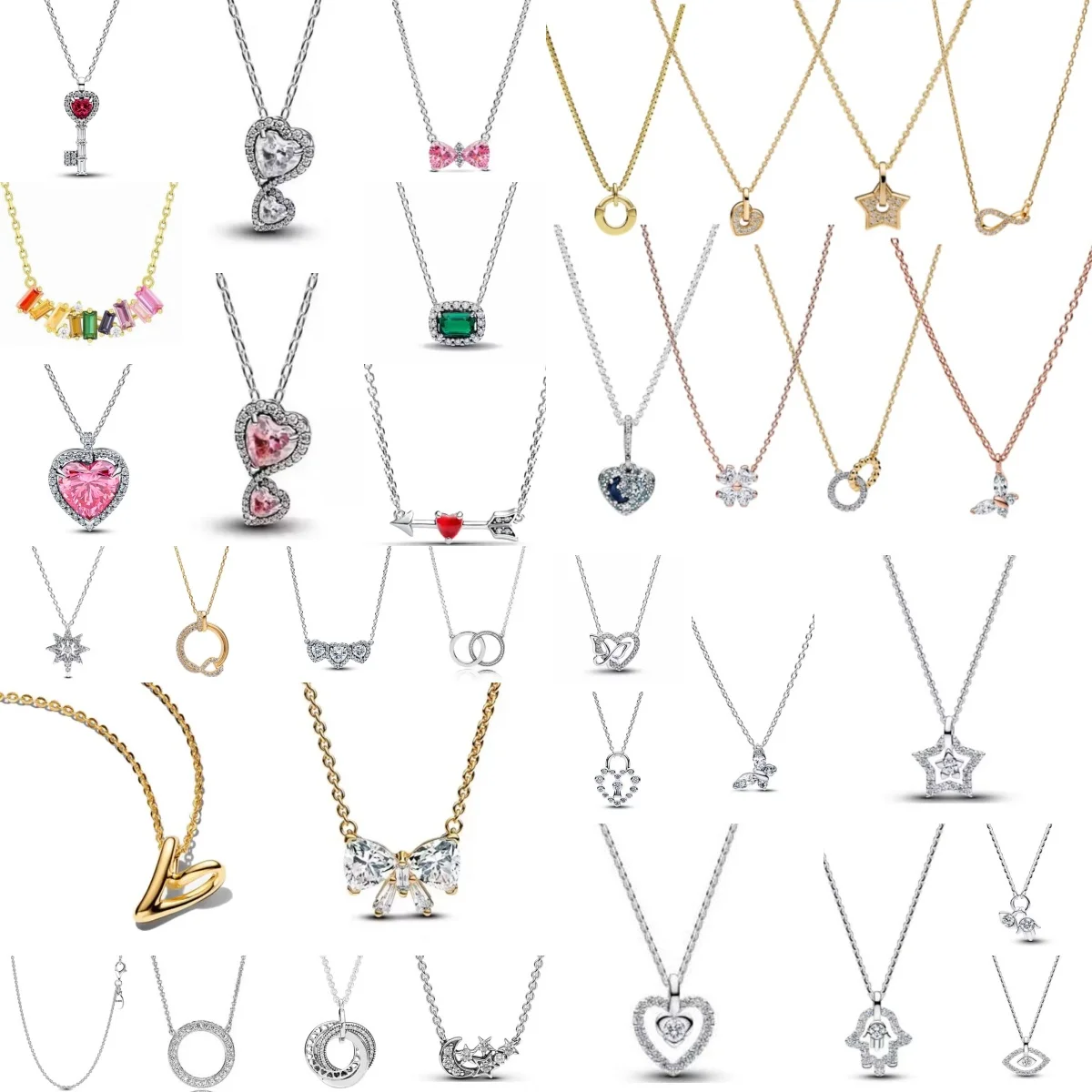 Exquisite Zircon Love Lucky Grass Butterfly Necklace 925 Silver Simple Classic Women's Jewelry Valentine's Day Birthday Jewelry